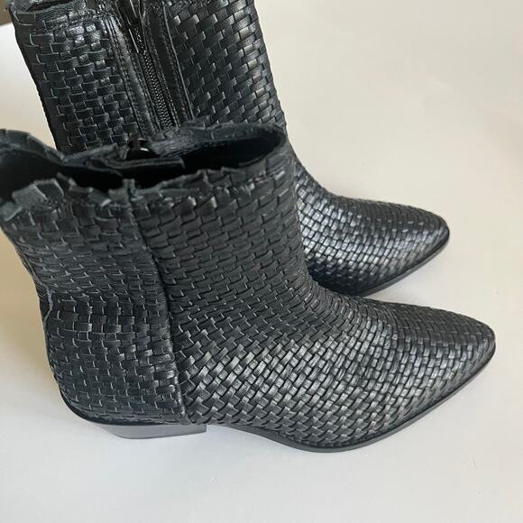 ASOS 'Austin' Women's UK 7/ US 9 Basketweave Ankle Boot Black Leather - Picture 5 of 10